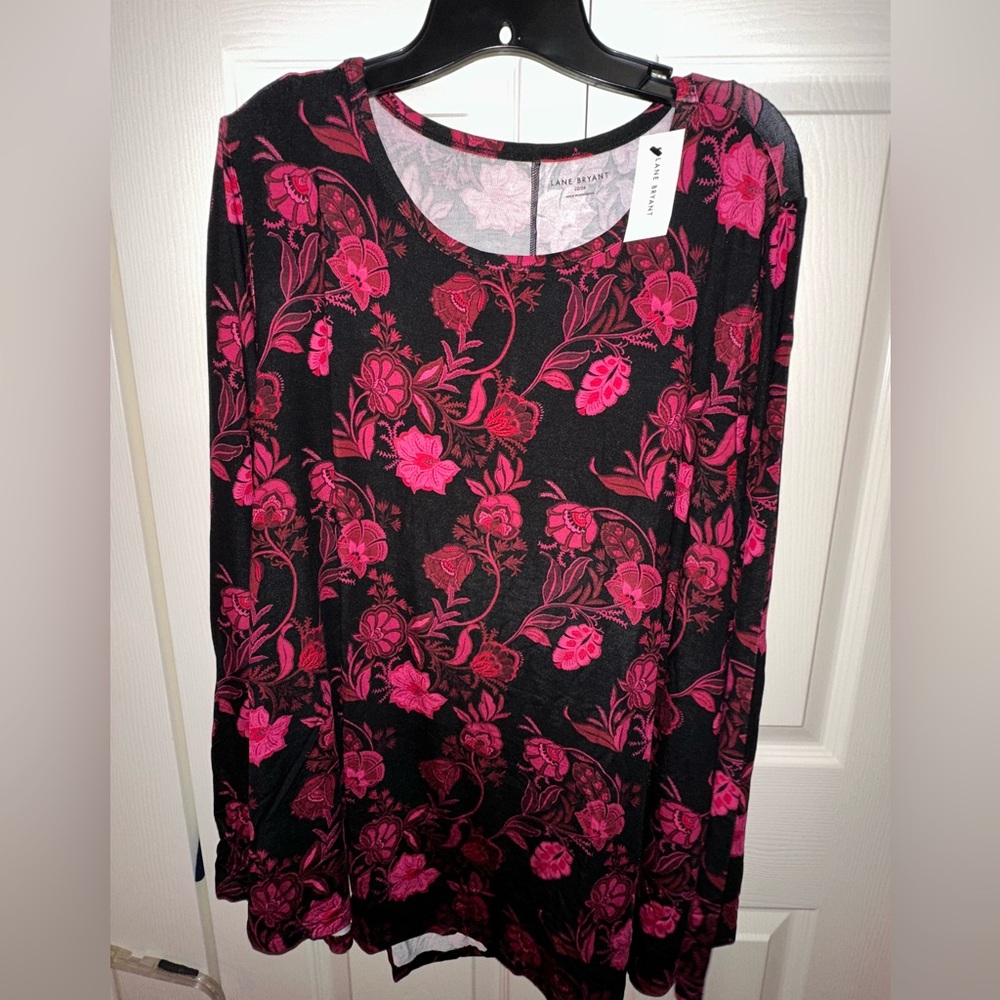 Lane Bryant Long Sleeve Blouse - Pink/Black